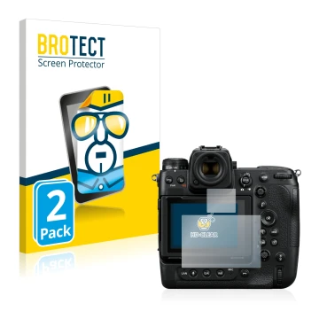 Parte frontale di una confezione del prodotto con il logo del marchio BROTECT. Accanto è raffigurato il dispositivo Nikon Z 9 
