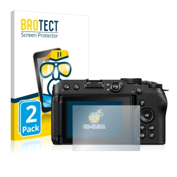 Parte frontale di una confezione del prodotto con il logo del marchio BROTECT. Accanto è raffigurato il dispositivo Nikon Z 30