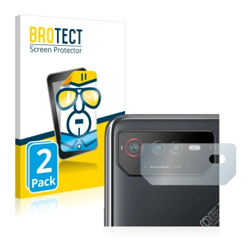 Parte frontale di una confezione del prodotto con il logo del marchio BROTECT. Accanto è raffigurato il dispositivo ASUS ROG P