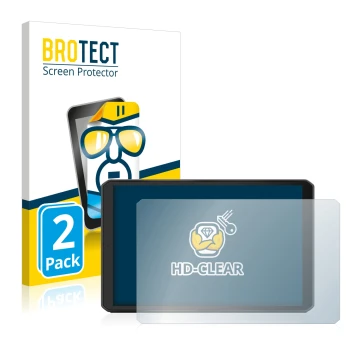 Parte frontale di una confezione del prodotto con il logo del marchio BROTECT. Accanto è raffigurato il dispositivo Garmin dez