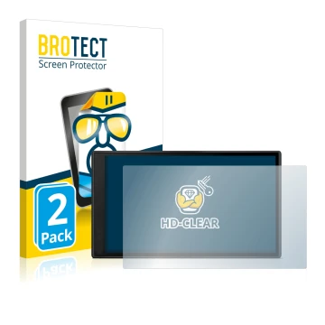 Parte frontale di una confezione del prodotto con il logo del marchio BROTECT. Accanto è raffigurato il dispositivo Garmin Dri