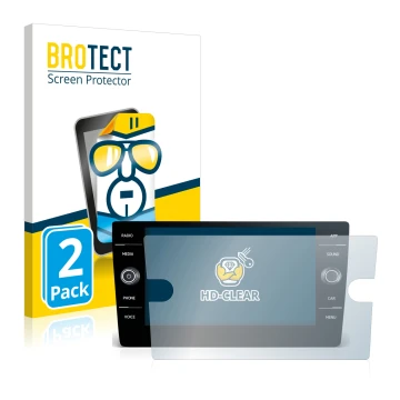 Parte frontale di una confezione del prodotto con il logo del marchio BROTECT. Accanto è raffigurato il dispositivo Volkswagen