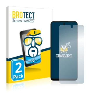 Parte frontale di una confezione del prodotto con il logo del marchio BROTECT. Accanto è raffigurato il dispositivo Motorola M