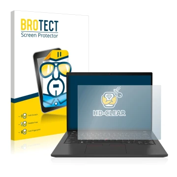 Parte frontale di una confezione del prodotto con il logo del marchio BROTECT. Accanto è raffigurato il dispositivo Lenovo Thi