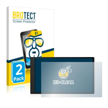 Parte frontale di una confezione del prodotto con il logo del marchio BROTECT. Accanto è raffigurato il dispositivo Garmin Dri