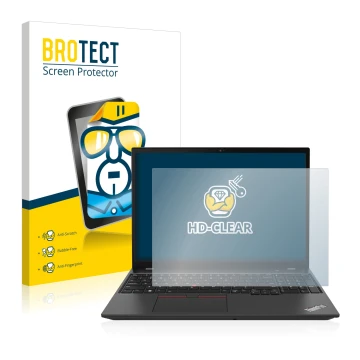 Parte frontale di una confezione del prodotto con il logo del marchio BROTECT. Accanto è raffigurato il dispositivo Lenovo Thi