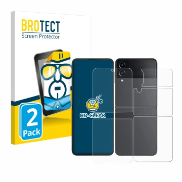Parte frontale di una confezione del prodotto con il logo del marchio BROTECT. Accanto è raffigurato il dispositivo Samsung Ga