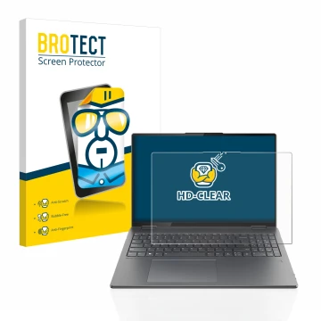 Parte frontale di una confezione del prodotto con il logo del marchio BROTECT. Accanto è raffigurato il dispositivo Lenovo Yog