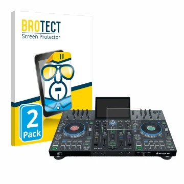 Parte frontale di una confezione del prodotto con il logo del marchio BROTECT. Accanto è raffigurato il dispositivo Denon DJ P