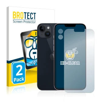 Parte frontale di una confezione del prodotto con il logo del marchio BROTECT. Accanto è raffigurato il dispositivo Apple iPho