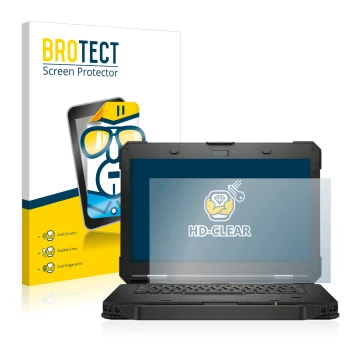 Parte frontale di una confezione del prodotto con il logo del marchio BROTECT. Accanto è raffigurato il dispositivo Dell Latit