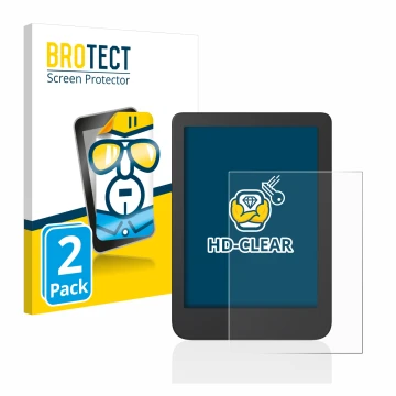 Parte frontale di una confezione del prodotto con il logo del marchio BROTECT. Accanto è raffigurato il dispositivo Tolino Shi