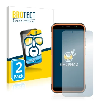 Parte frontale di una confezione del prodotto con il logo del marchio BROTECT. Accanto è raffigurato il dispositivo Ulefone Po