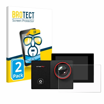 Parte frontale di una confezione del prodotto con il logo del marchio BROTECT. Accanto è raffigurato il dispositivo Akaso EK70