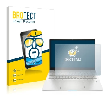 Parte frontale di una confezione del prodotto con il logo del marchio BROTECT. Accanto è raffigurato il dispositivo HP Pavilio