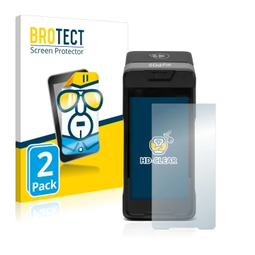 Parte frontale di una confezione del prodotto con il logo del marchio BROTECT. Accanto è raffigurato il dispositivo myPOS Carb
