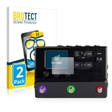 Parte frontale di una confezione del prodotto con il logo del marchio BROTECT. Accanto è raffigurato il dispositivo Line 6 hx 