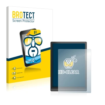 Parte frontale di una confezione del prodotto con il logo del marchio BROTECT. Accanto è raffigurato il dispositivo Boox Tab X