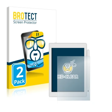 Parte frontale di una confezione del prodotto con il logo del marchio BROTECT. Accanto è raffigurato il dispositivo Boox Nova 