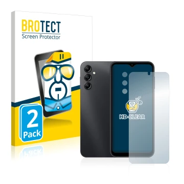 Parte frontale di una confezione del prodotto con il logo del marchio BROTECT. Accanto è raffigurato il dispositivo Samsung Ga