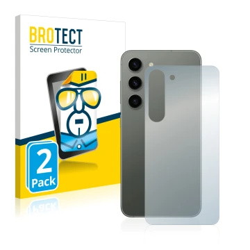 Parte frontale di una confezione del prodotto con il logo del marchio BROTECT. Accanto è raffigurato il dispositivo Samsung Ga