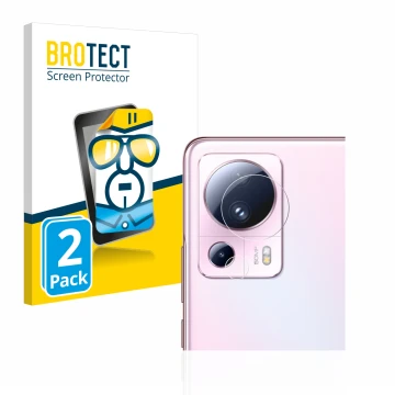 Parte frontale di una confezione del prodotto con il logo del marchio BROTECT. Accanto è raffigurato il dispositivo Xiaomi 13 