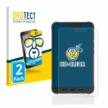 Parte frontale di una confezione del prodotto con il logo del marchio BROTECT. Accanto è raffigurato il dispositivo Samsung Ga