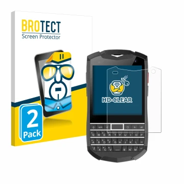 Parte frontale di una confezione del prodotto con il logo del marchio BROTECT. Accanto è raffigurato il dispositivo Unihertz T