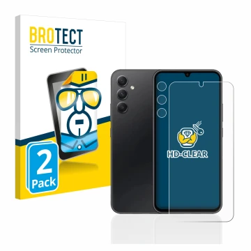Parte frontale di una confezione del prodotto con il logo del marchio BROTECT. Accanto è raffigurato il dispositivo Samsung Ga