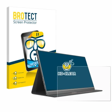 Parte frontale di una confezione del prodotto con il logo del marchio BROTECT. Accanto è raffigurato il dispositivo Arzopa ‎S1