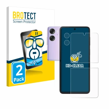 Parte frontale di una confezione del prodotto con il logo del marchio BROTECT. Accanto è raffigurato il dispositivo Oppo Find 