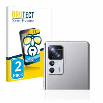 Parte frontale di una confezione del prodotto con il logo del marchio BROTECT. Accanto è raffigurato il dispositivo Xiaomi 12T