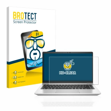Parte frontale di una confezione del prodotto con il logo del marchio BROTECT. Accanto è raffigurato il dispositivo HP EliteBo