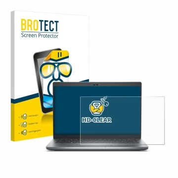 Parte frontale di una confezione del prodotto con il logo del marchio BROTECT. Accanto è raffigurato il dispositivo Dell Latit