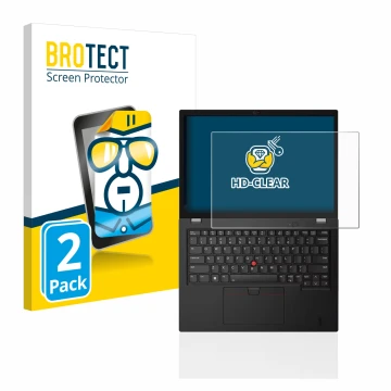 Parte frontale di una confezione del prodotto con il logo del marchio BROTECT. Accanto è raffigurato il dispositivo Lenovo Thi