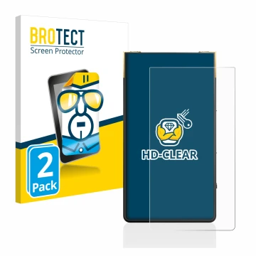 Parte frontale di una confezione del prodotto con il logo del marchio BROTECT. Accanto è raffigurato il dispositivo Sony Walkm