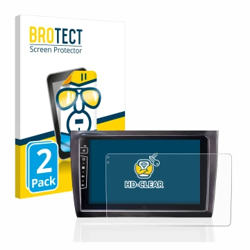 Parte frontale di una confezione del prodotto con il logo del marchio BROTECT. Accanto è raffigurato il dispositivo Dynavin D8