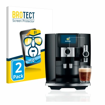 Parte frontale di una confezione del prodotto con il logo del marchio BROTECT. Accanto è raffigurato il dispositivo Jura J8 co