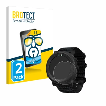 Parte frontale di una confezione del prodotto con il logo del marchio BROTECT. Accanto è raffigurato il dispositivo Suunto Cor