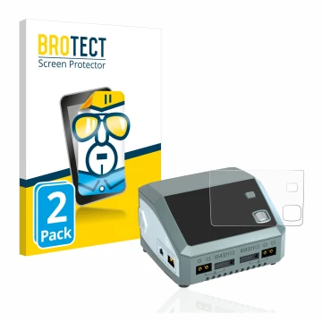 Parte frontale di una confezione del prodotto con il logo del marchio BROTECT. Accanto è raffigurato il dispositivo SkyRc D200