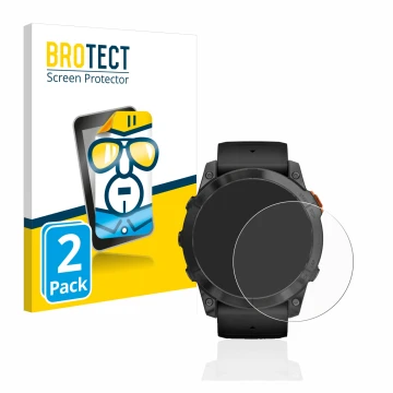 Parte frontale di una confezione del prodotto con il logo del marchio BROTECT. Accanto è raffigurato il dispositivo Garmin Fen