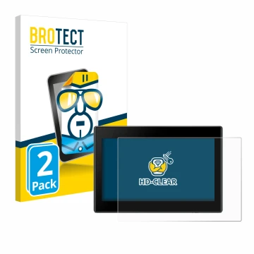 Parte frontale di una confezione del prodotto con il logo del marchio BROTECT. Accanto è raffigurato il dispositivo Garmin Dri