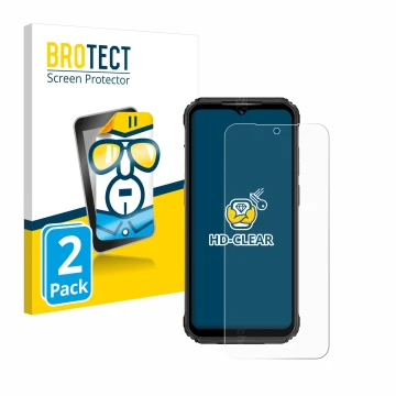 Parte frontale di una confezione del prodotto con il logo del marchio BROTECT. Accanto è raffigurato il dispositivo Ulefone Ar