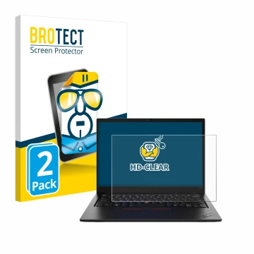 Parte frontale di una confezione del prodotto con il logo del marchio BROTECT. Accanto è raffigurato il dispositivo Lenovo Thi