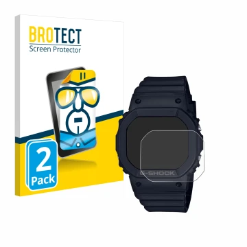 Parte frontale di una confezione del prodotto con il logo del marchio BROTECT. Accanto è raffigurato il dispositivo Casio G-Sh