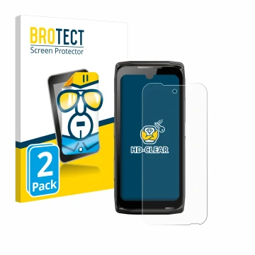 Parte frontale di una confezione del prodotto con il logo del marchio BROTECT. Accanto è raffigurato il dispositivo Crosscall 