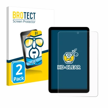 Parte frontale di una confezione del prodotto con il logo del marchio BROTECT. Accanto è raffigurato il dispositivo Alldocube 