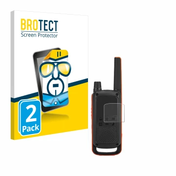 Parte frontale di una confezione del prodotto con il logo del marchio BROTECT. Accanto è raffigurato il dispositivo Motorola T