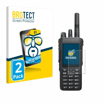 Parte frontale di una confezione del prodotto con il logo del marchio BROTECT. Accanto è raffigurato il dispositivo Motorola M