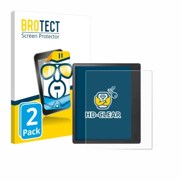 Parte frontale di una confezione del prodotto con il logo del marchio BROTECT. Accanto è raffigurato il dispositivo Kobo Elips